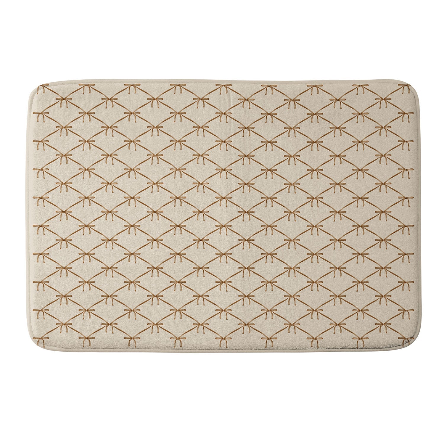 Colour Poems Bows and Ribbons Beige Memory Foam Bath Mat