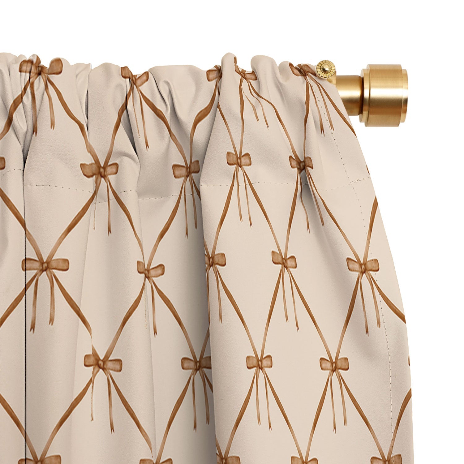Colour Poems Bows and Ribbons Beige Blackout Window Curtain