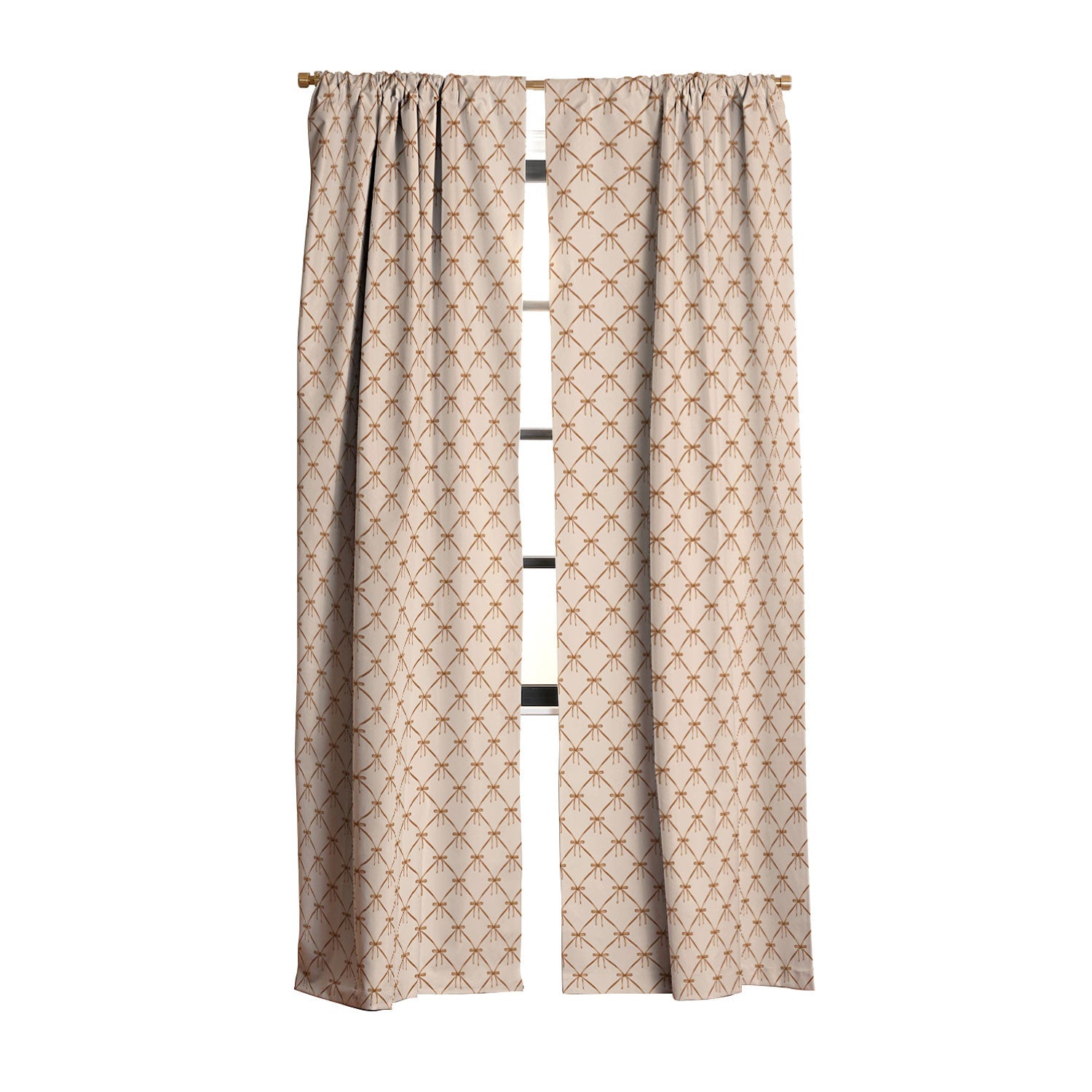 Colour Poems Bows and Ribbons Beige Blackout Window Curtain