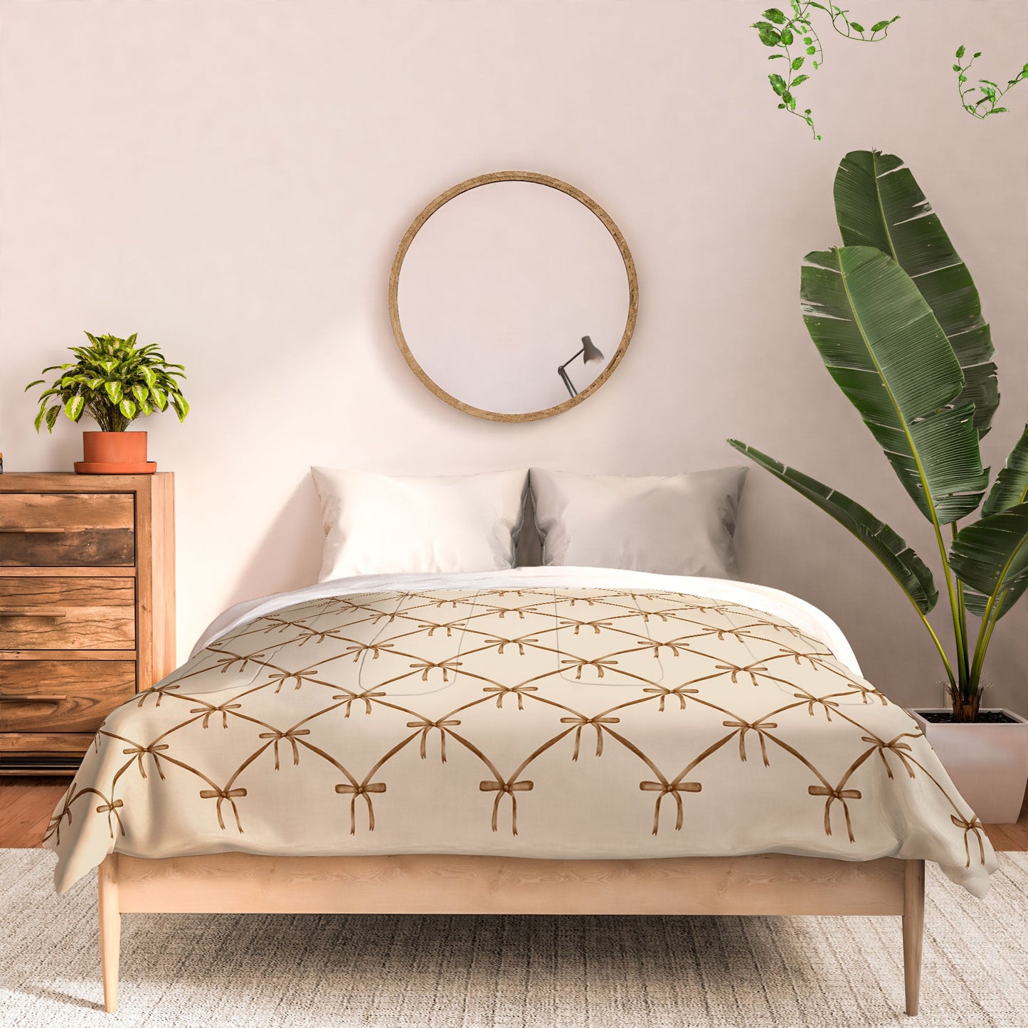 Colour Poems Bows and Ribbons Beige Comforter