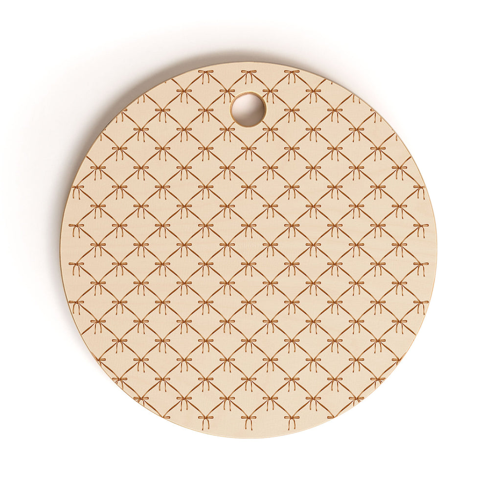 Colour Poems Bows and Ribbons Beige Cutting Board Round