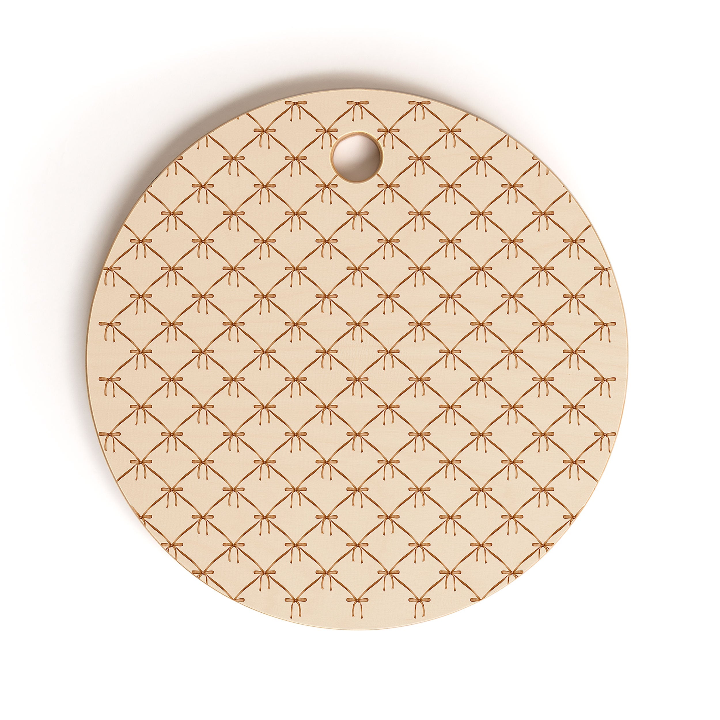 Colour Poems Bows and Ribbons Beige Cutting Board Round