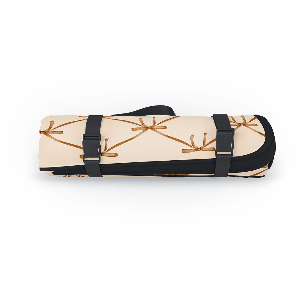 Colour Poems Bows and Ribbons Beige Picnic Blanket