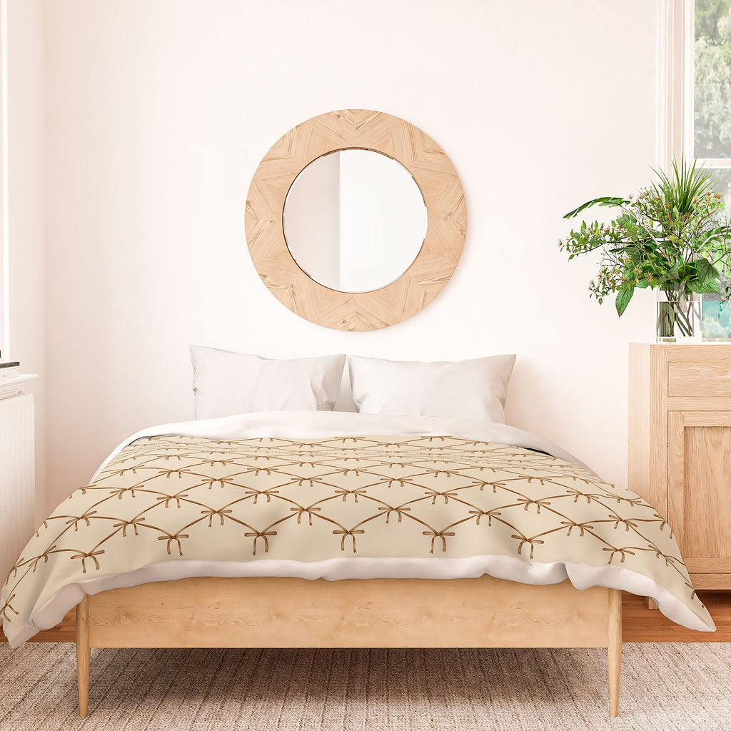 Colour Poems Bows and Ribbons Beige Duvet Cover