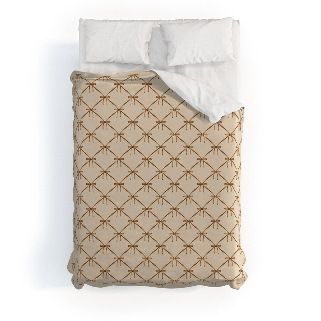 Colour Poems Bows and Ribbons Beige Duvet Cover