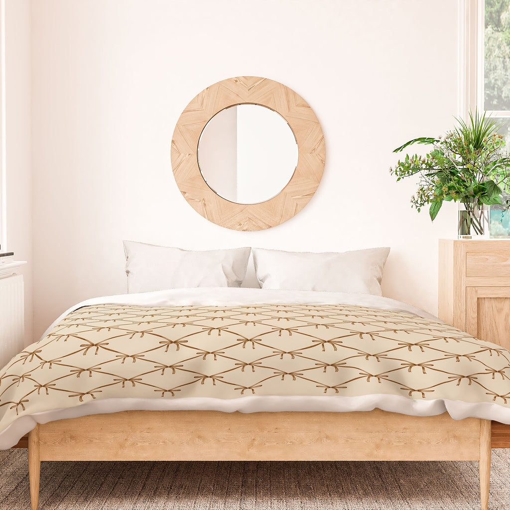 Colour Poems Bows and Ribbons Beige Duvet Cover