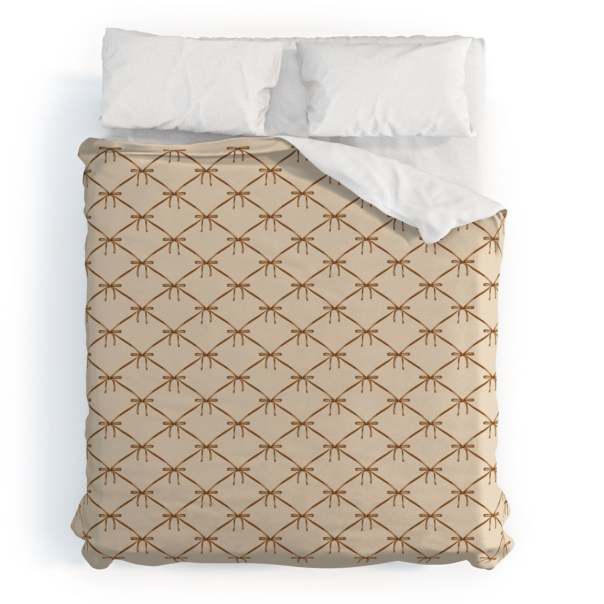 Colour Poems Bows and Ribbons Beige Duvet Cover