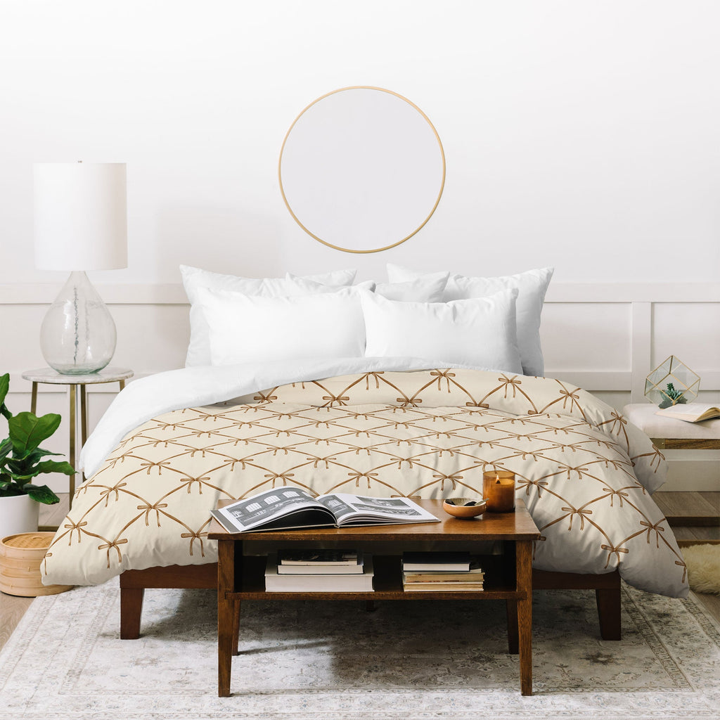 Colour Poems Bows and Ribbons Beige Duvet Cover