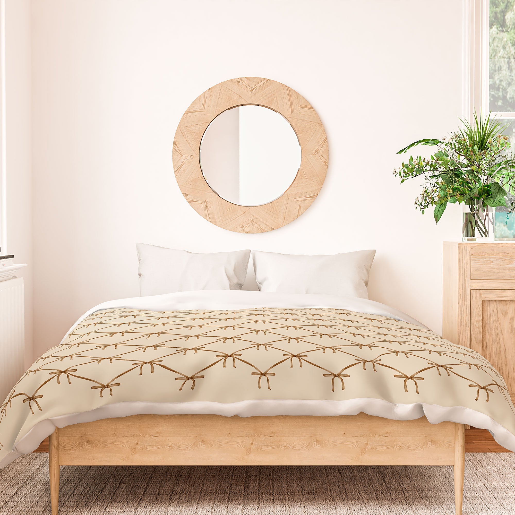 Colour Poems Bows and Ribbons Beige Duvet Cover