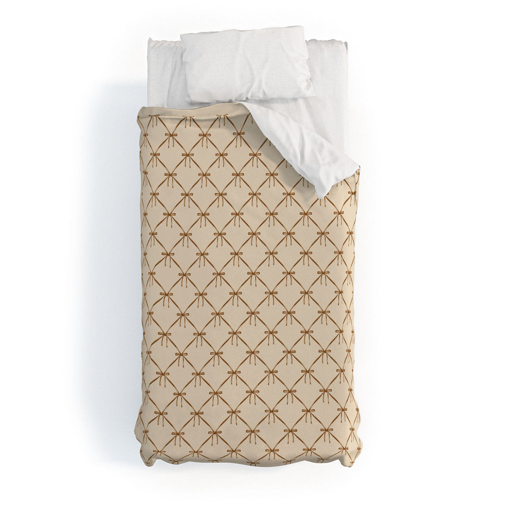 Colour Poems Bows and Ribbons Beige Duvet Cover