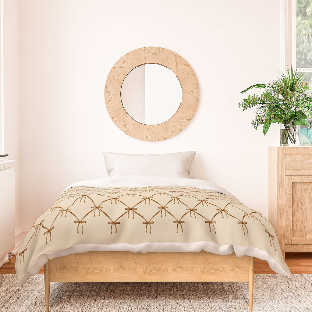 Colour Poems Bows and Ribbons Beige Duvet Cover