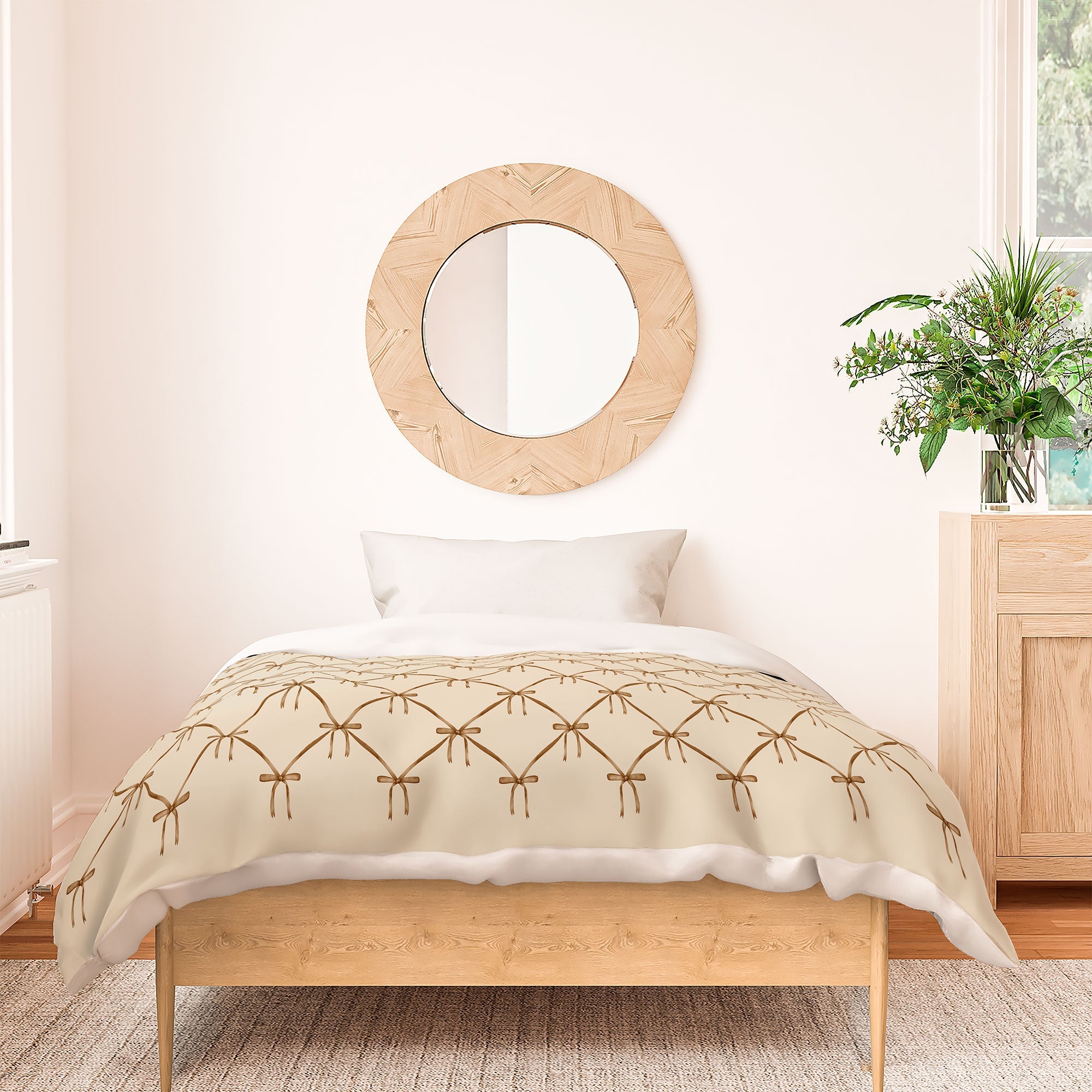 Colour Poems Bows and Ribbons Beige Duvet Cover