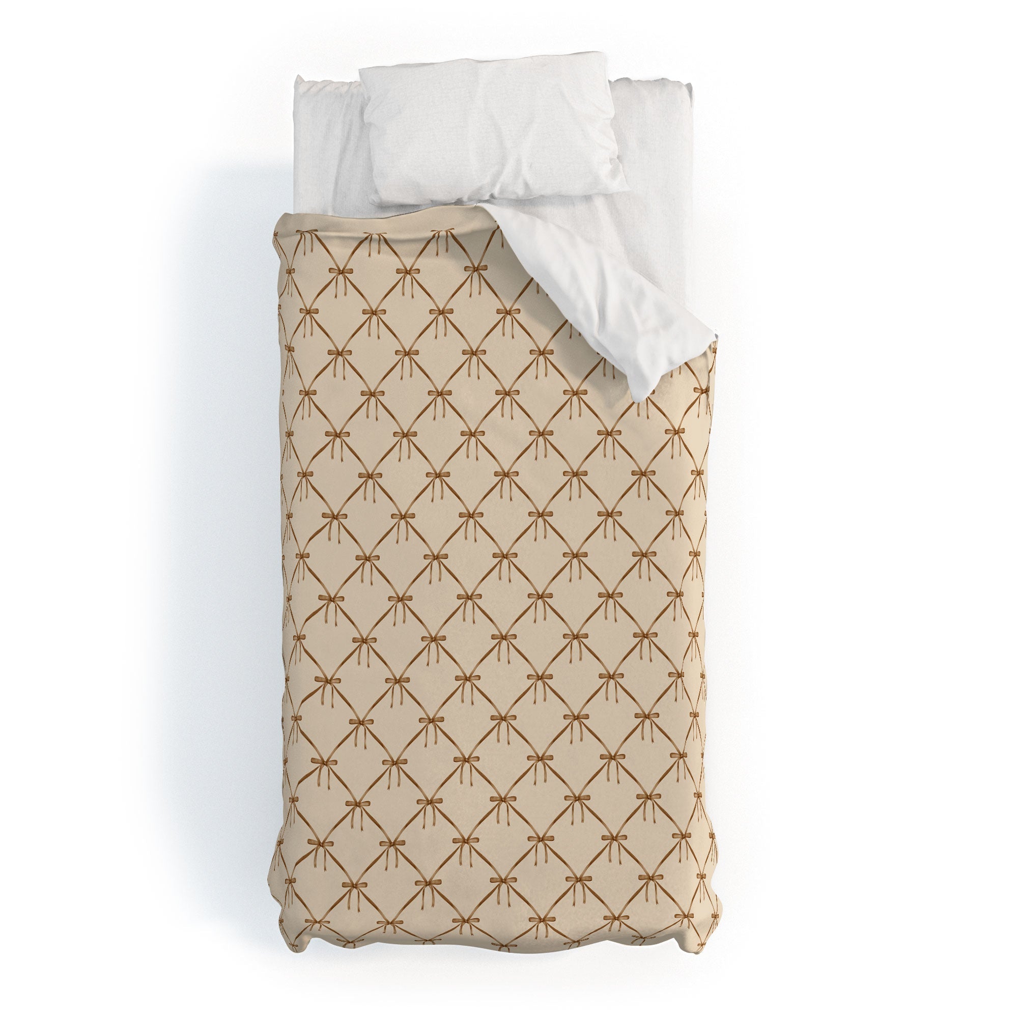 Colour Poems Bows and Ribbons Beige Duvet Cover