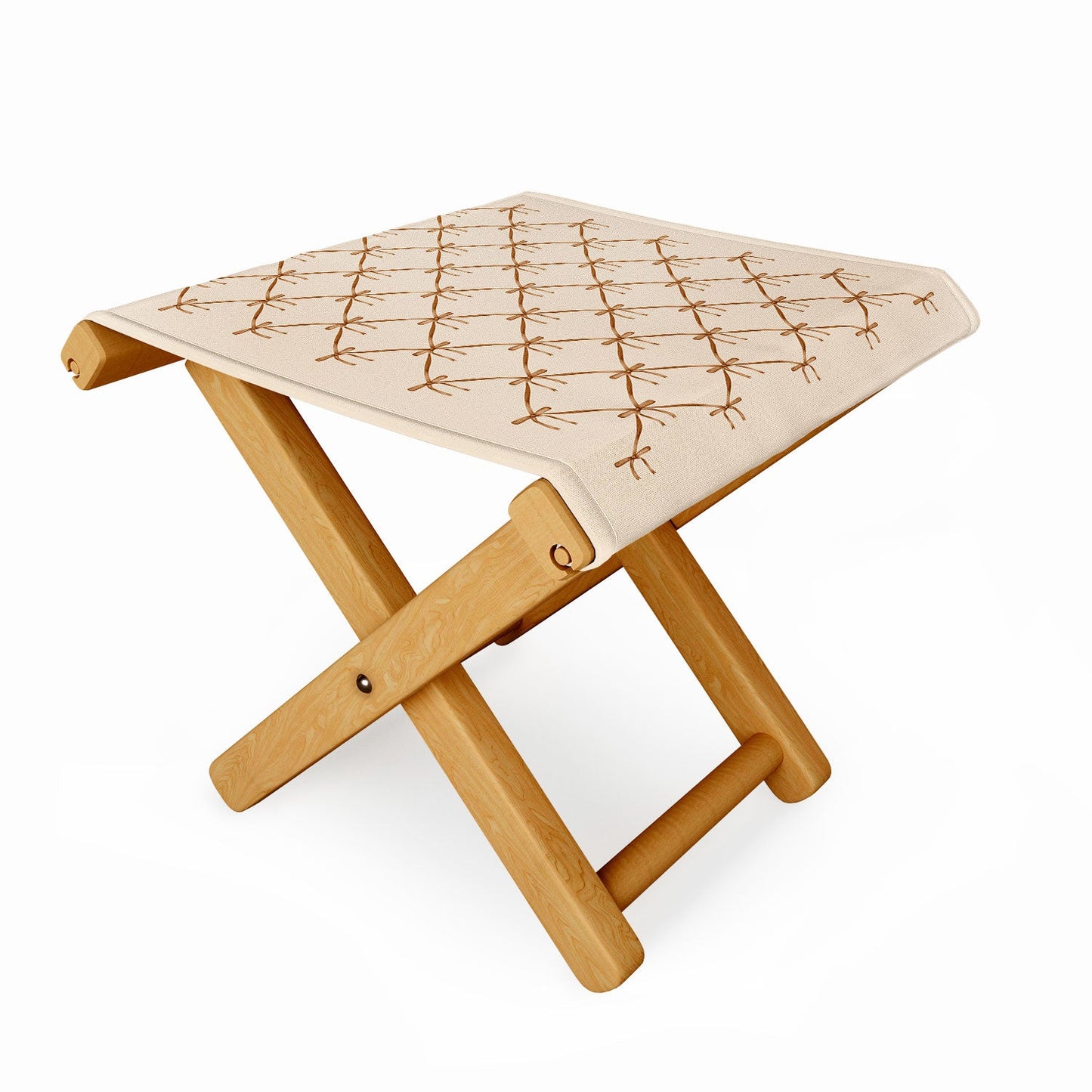 Colour Poems Bows and Ribbons Beige Folding Stool