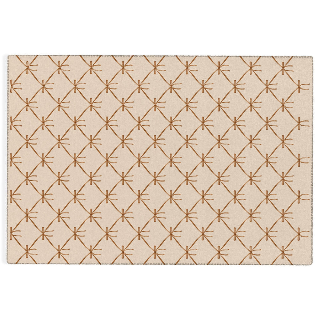 Colour Poems Bows and Ribbons Beige Outdoor Rug