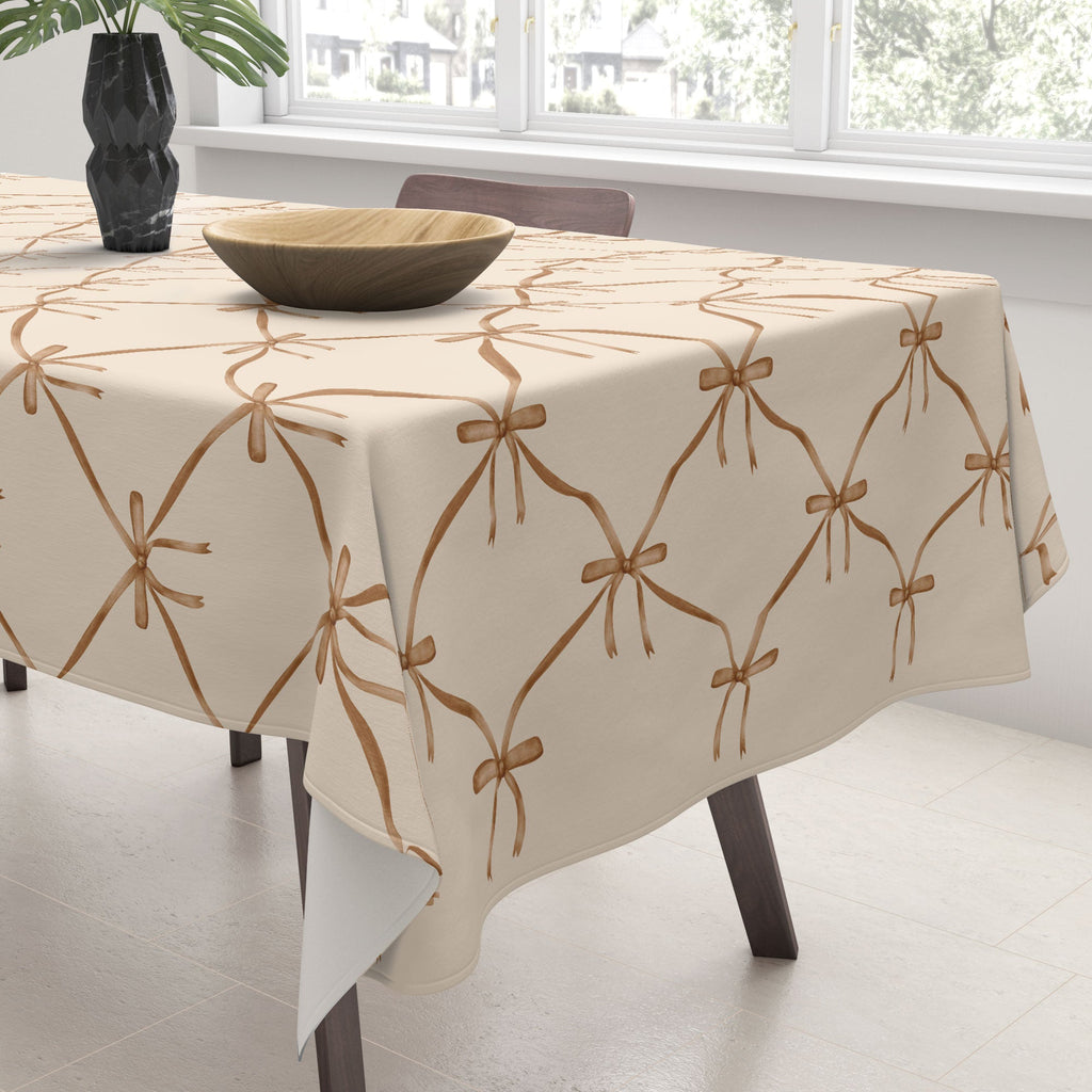 Colour Poems Bows and Ribbons Beige Tablecloth