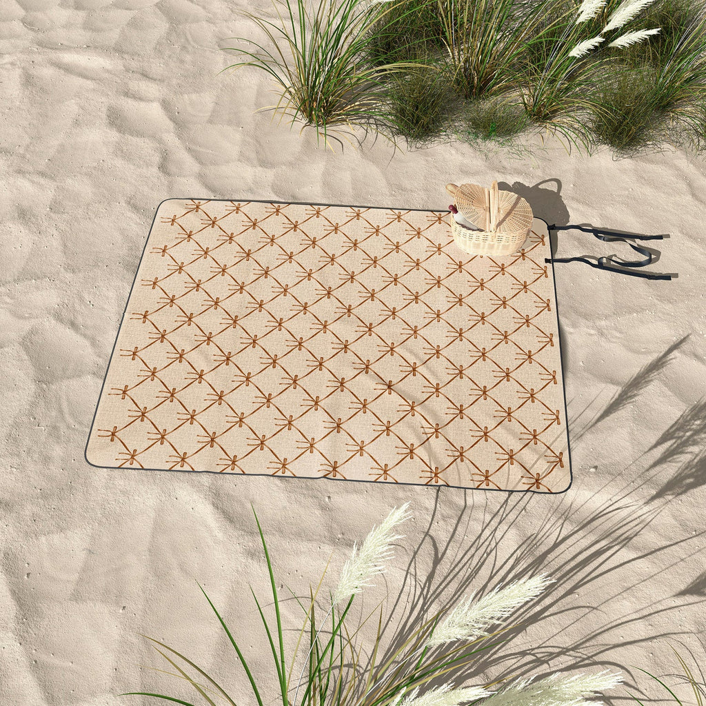 Colour Poems Bows and Ribbons Beige Picnic Blanket