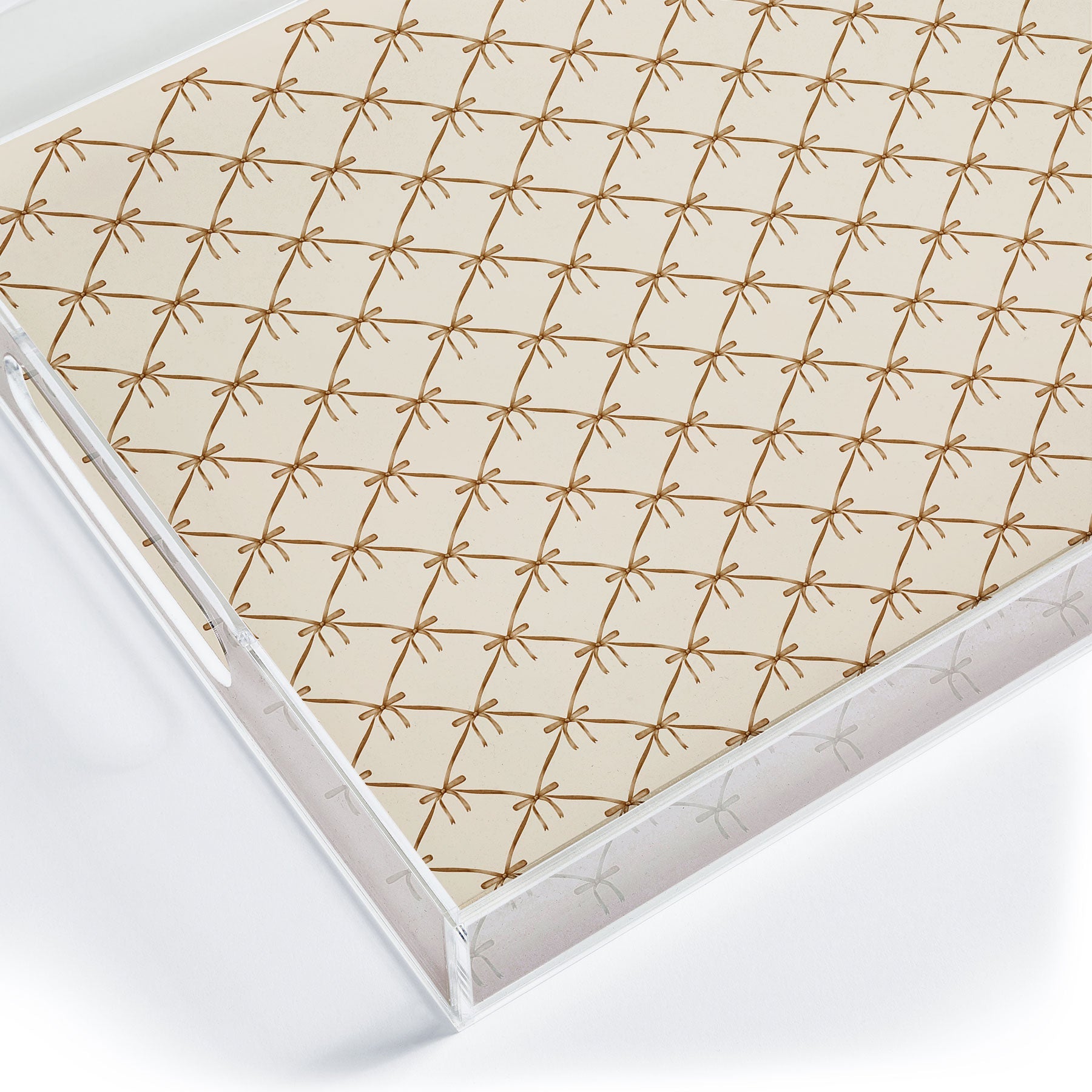 Colour Poems Bows and Ribbons Beige Acrylic Tray