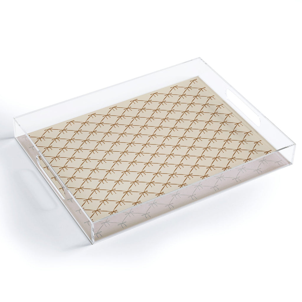 Colour Poems Bows and Ribbons Beige Acrylic Tray