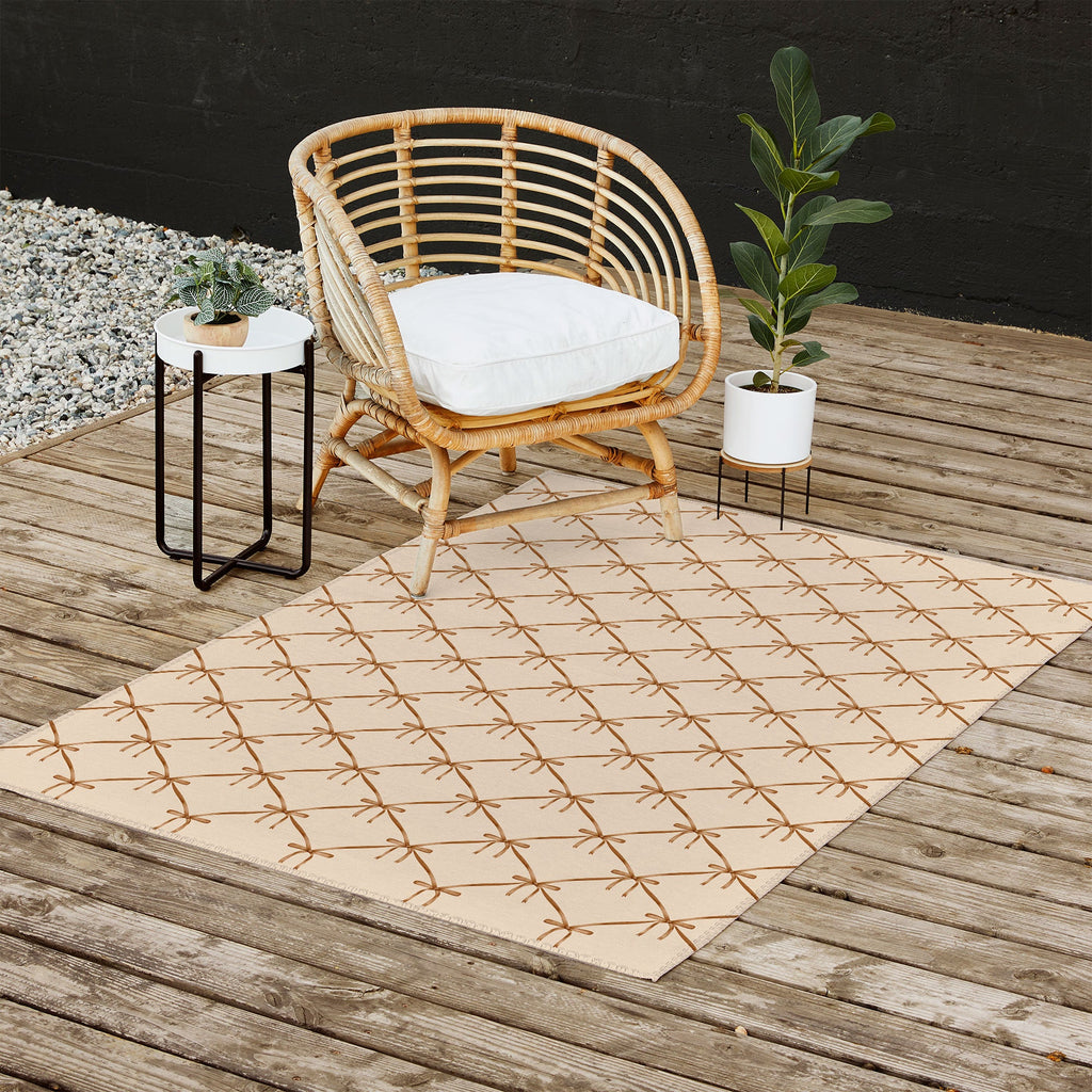 Colour Poems Bows and Ribbons Beige Outdoor Rug