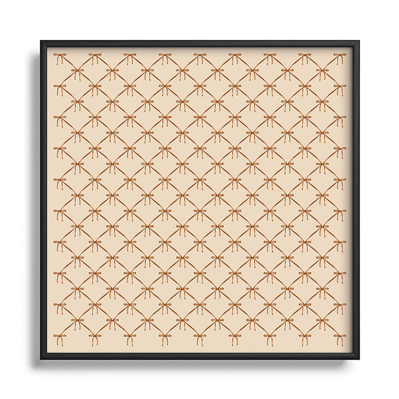 Colour Poems Bows and Ribbons Beige Square Metal Framed Art Print