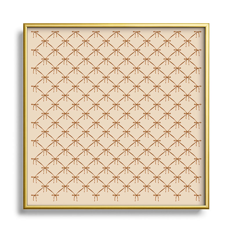 Colour Poems Bows and Ribbons Beige Square Metal Framed Art Print