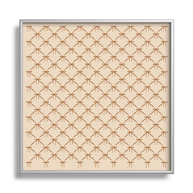 Colour Poems Bows and Ribbons Beige Square Metal Framed Art Print