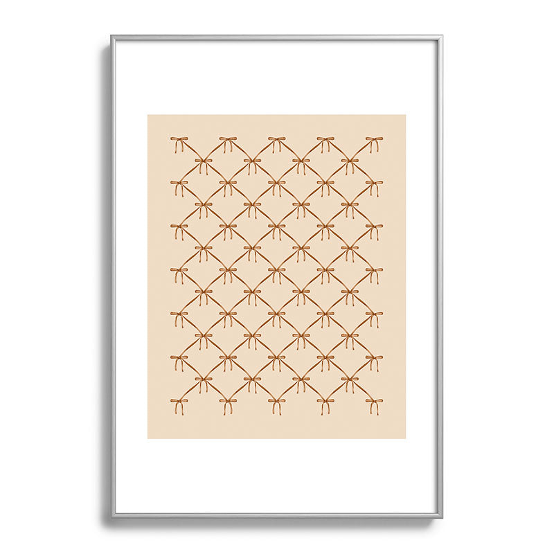 Colour Poems Bows and Ribbons Beige Metal Framed Art Print