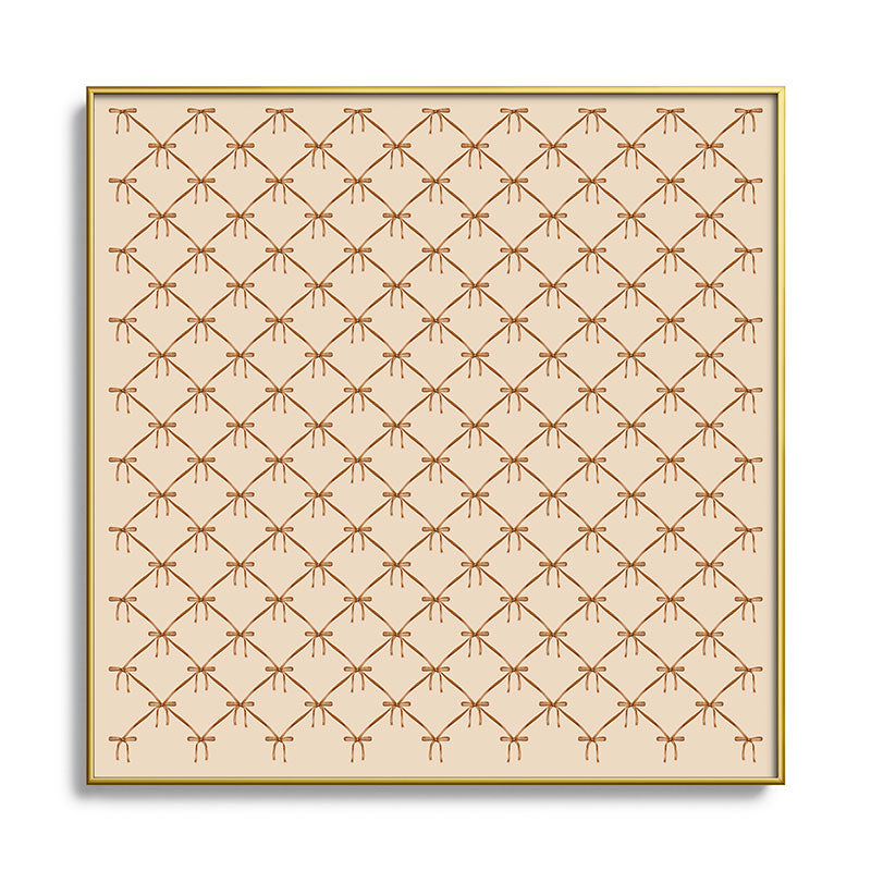 Colour Poems Bows and Ribbons Beige Square Metal Framed Art Print