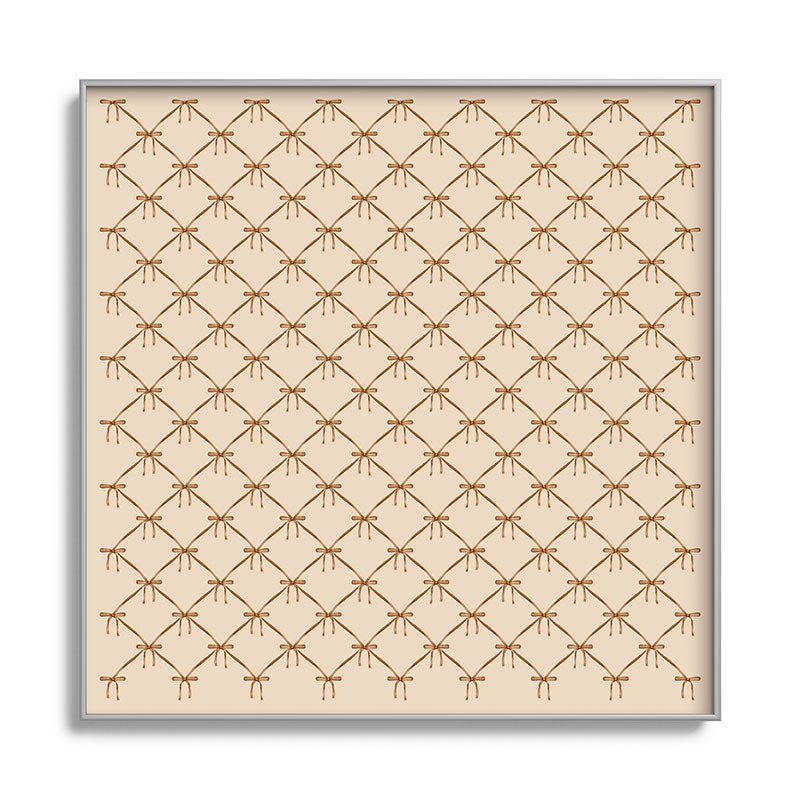 Colour Poems Bows and Ribbons Beige Square Metal Framed Art Print