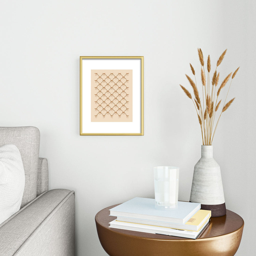Colour Poems Bows and Ribbons Beige Metal Framed Art Print