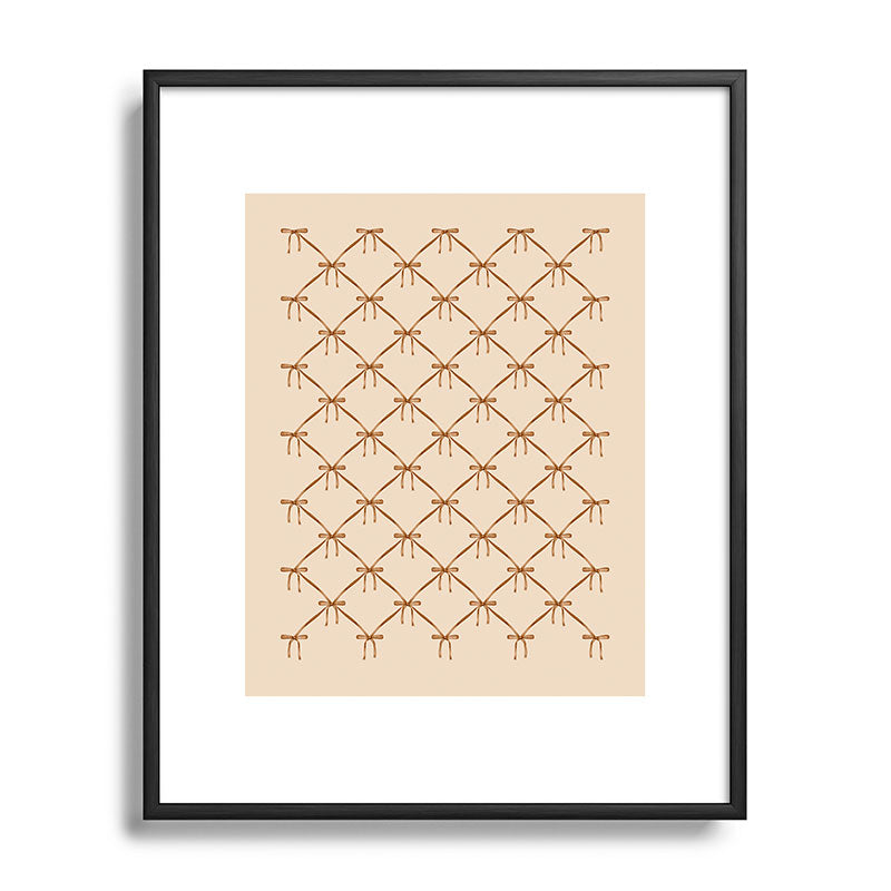 Colour Poems Bows and Ribbons Beige Metal Framed Art Print
