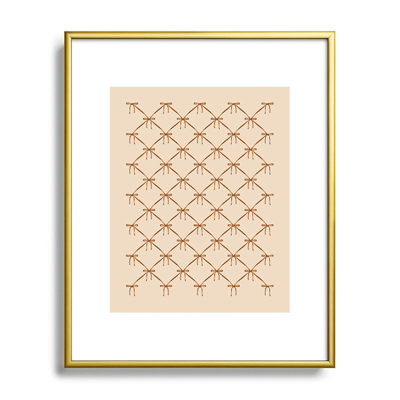 Colour Poems Bows and Ribbons Beige Metal Framed Art Print