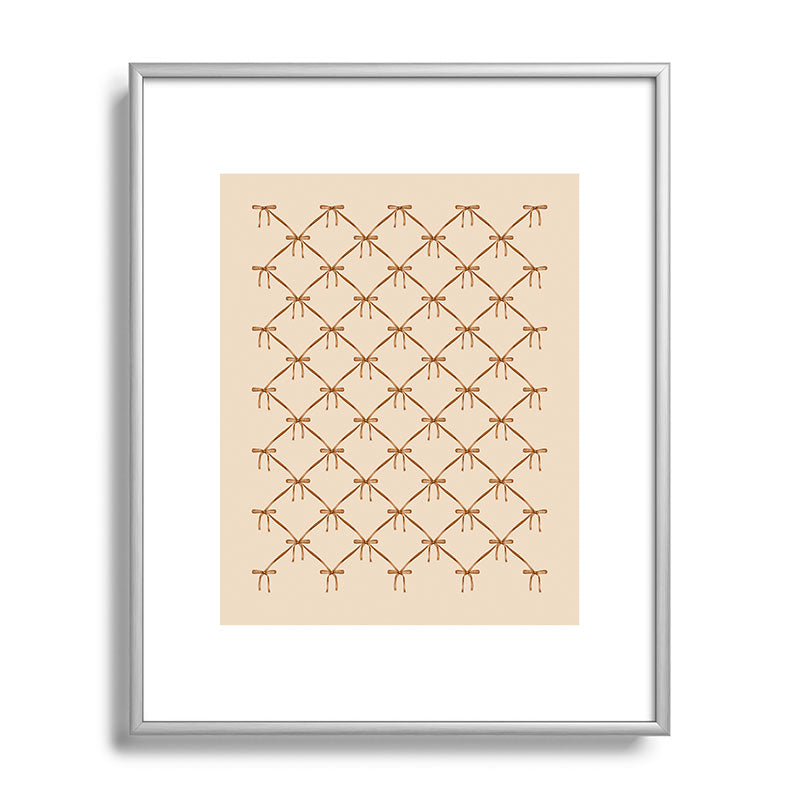 Colour Poems Bows and Ribbons Beige Metal Framed Art Print