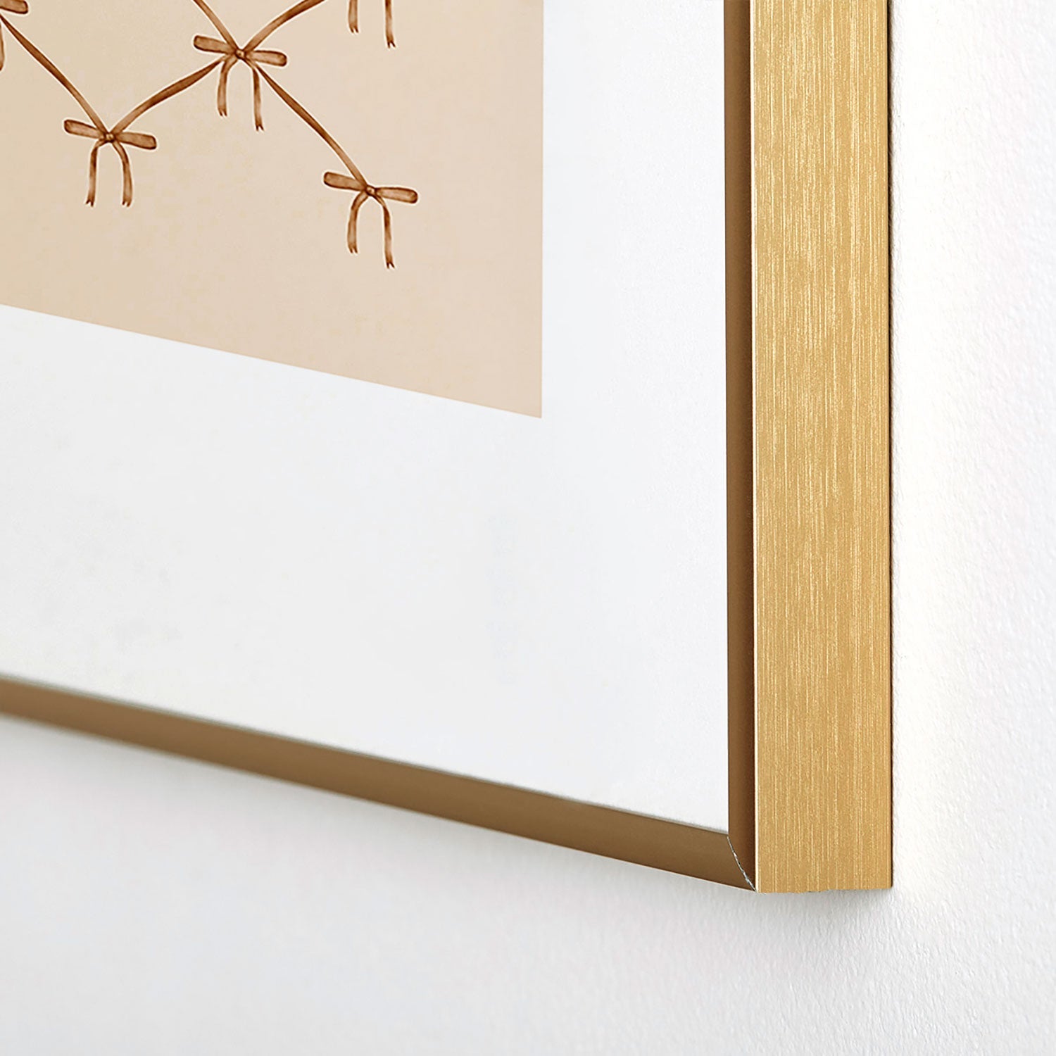 Colour Poems Bows and Ribbons Beige Metal Framed Art Print