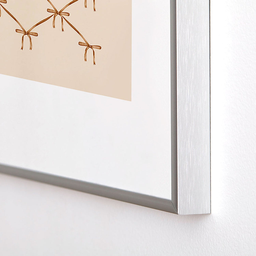 Colour Poems Bows and Ribbons Beige Metal Framed Art Print