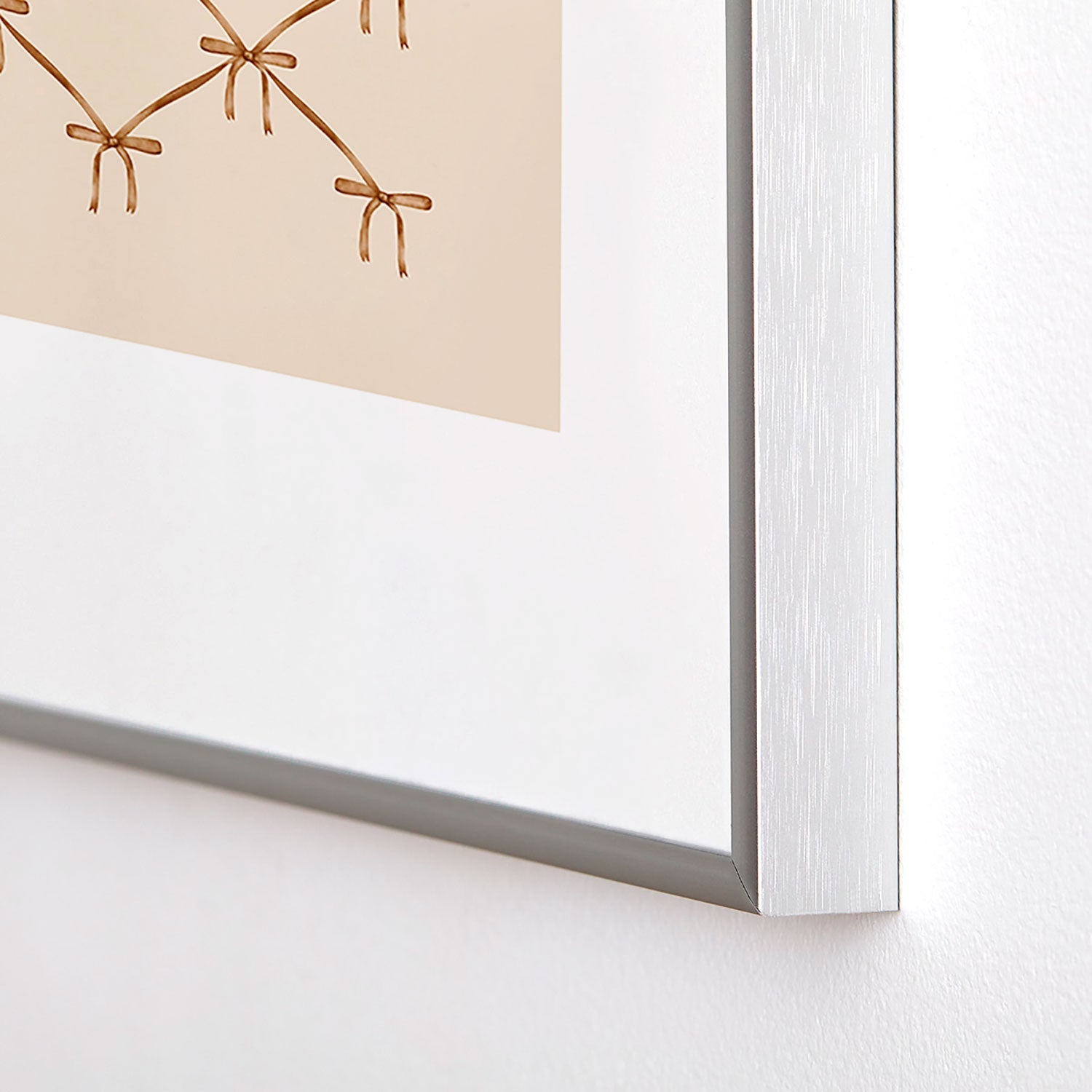 Colour Poems Bows and Ribbons Beige Metal Framed Art Print