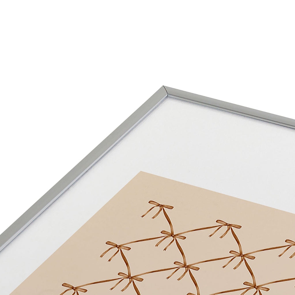 Colour Poems Bows and Ribbons Beige Metal Framed Art Print