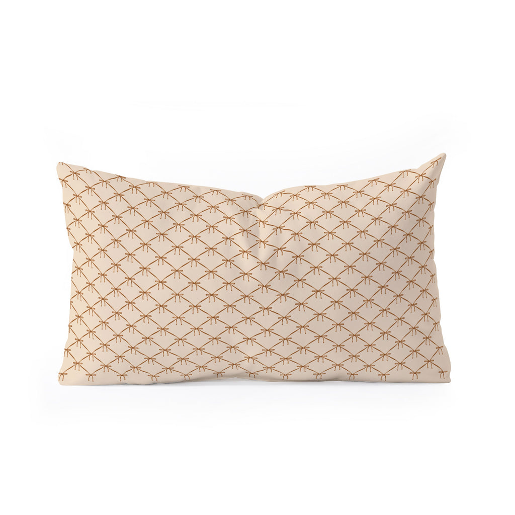 Colour Poems Bows and Ribbons Beige Oblong Throw Pillow