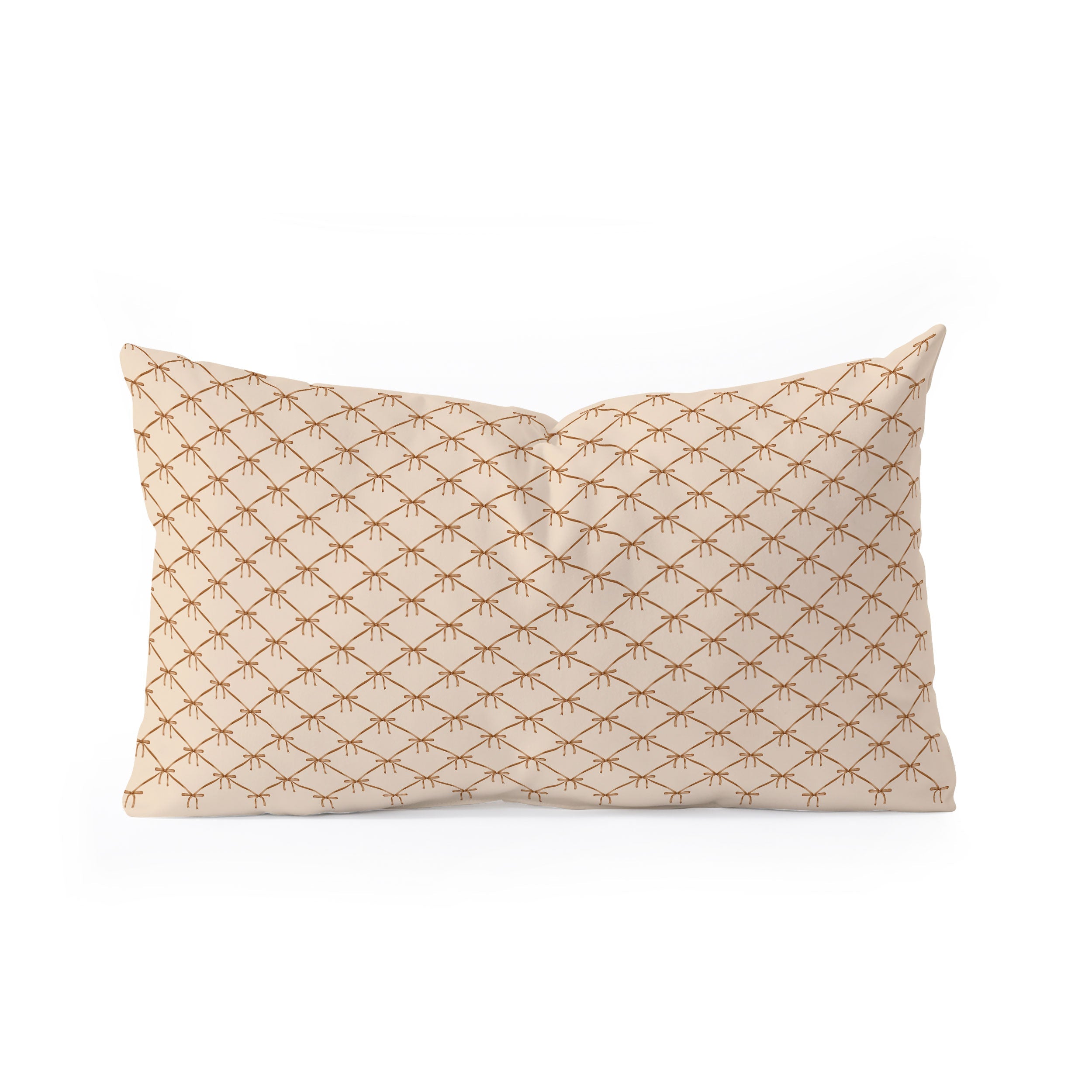 Colour Poems Bows and Ribbons Beige Oblong Throw Pillow