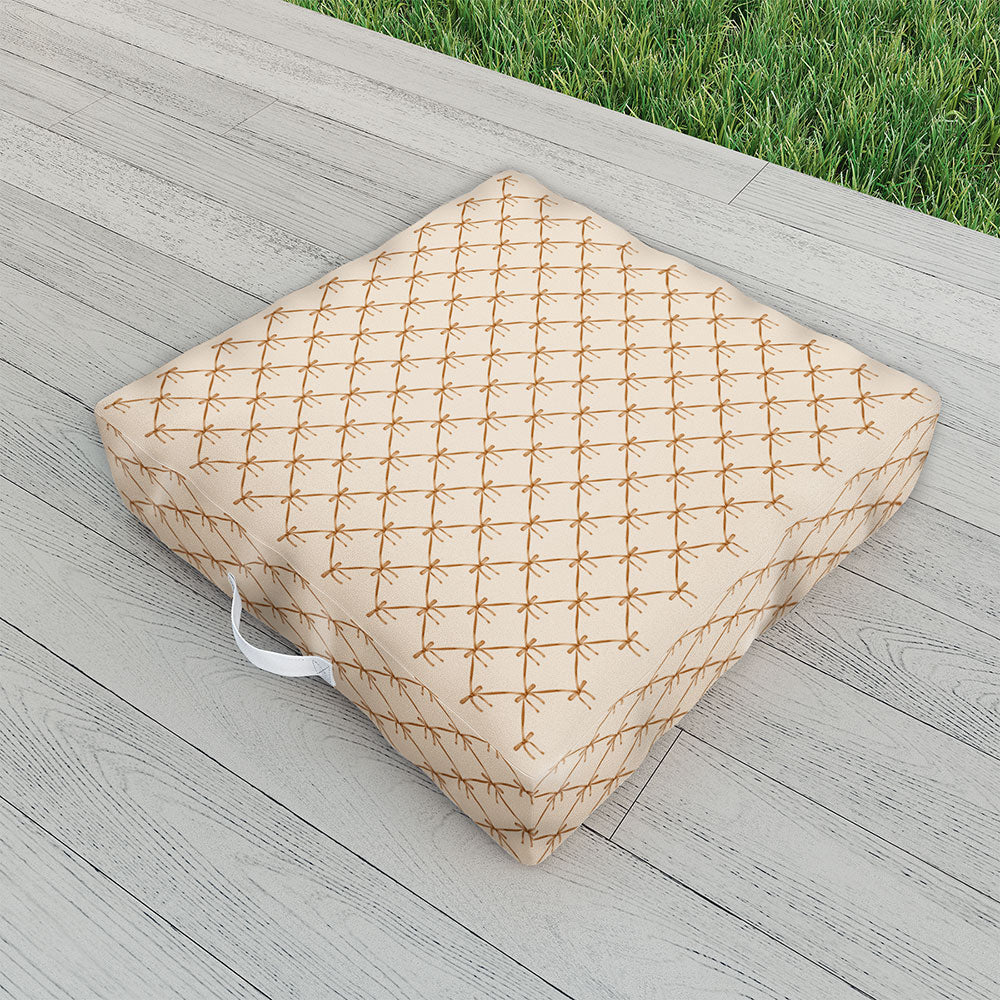 Colour Poems Bows and Ribbons Beige Outdoor Floor Cushion