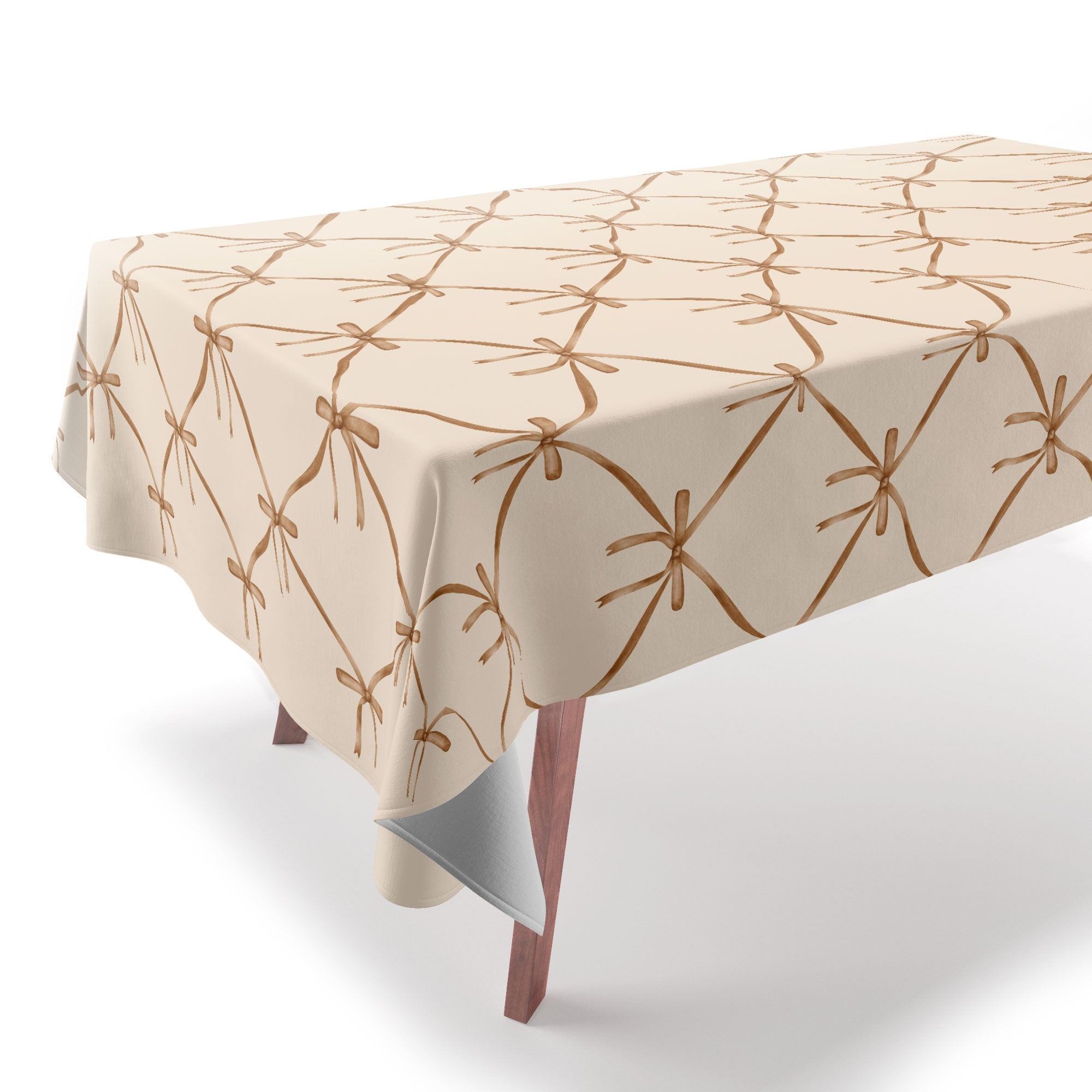 Colour Poems Bows and Ribbons Beige Tablecloth