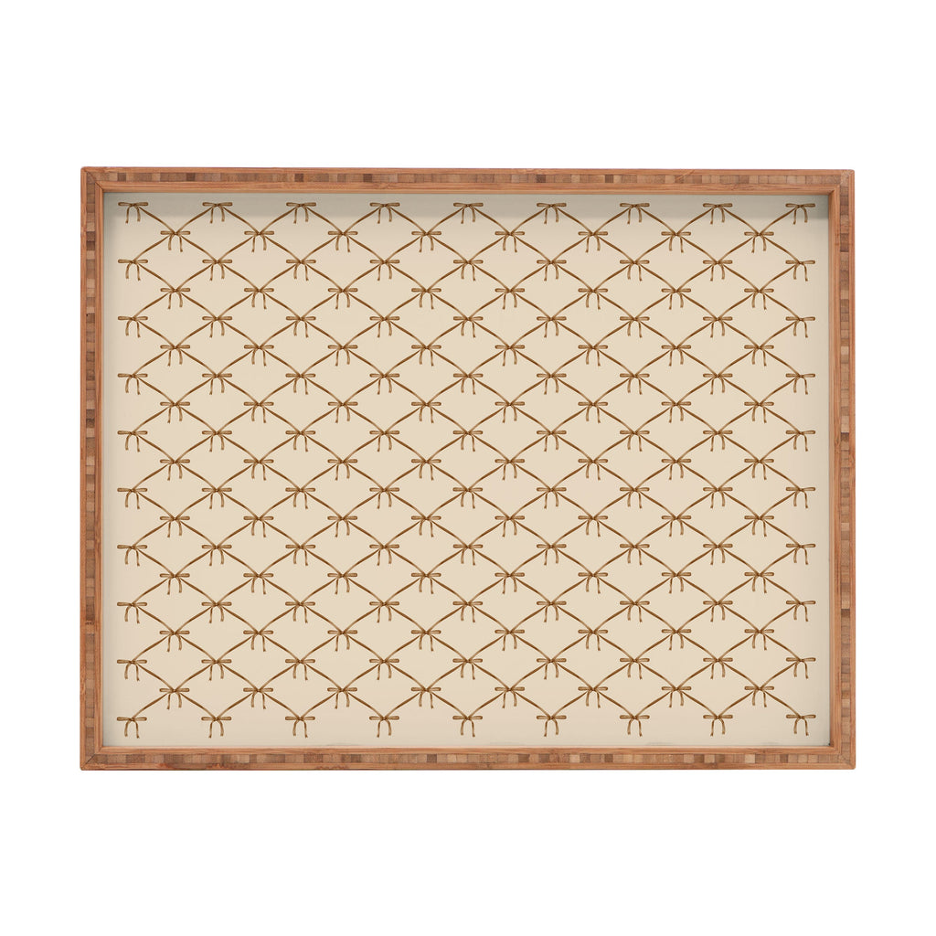 Colour Poems Bows and Ribbons Beige Rectangular Tray