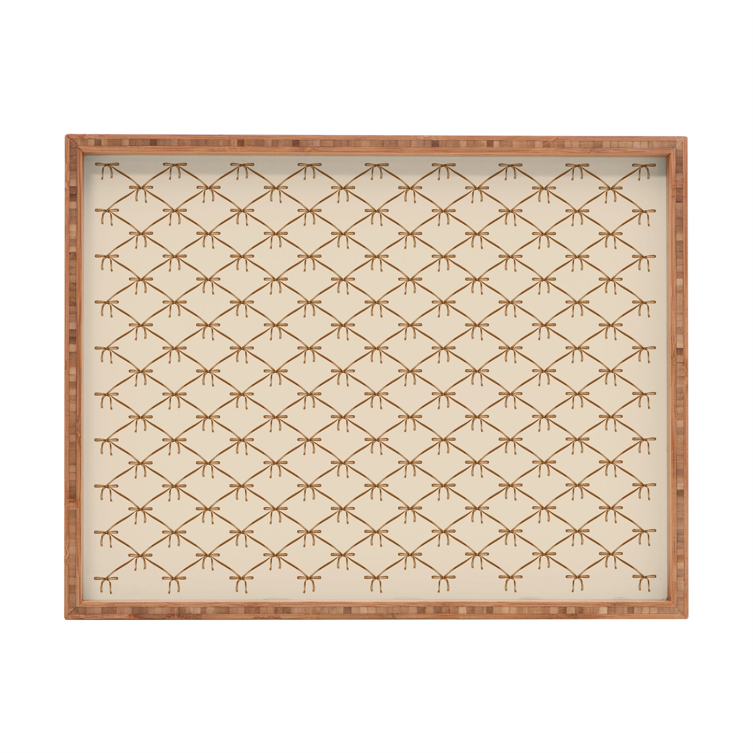 Colour Poems Bows and Ribbons Beige Rectangular Tray