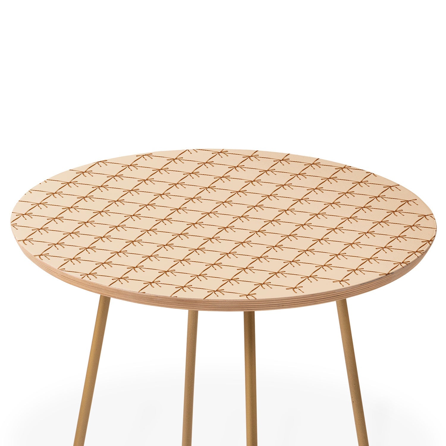 Colour Poems Bows and Ribbons Beige Round Side Table