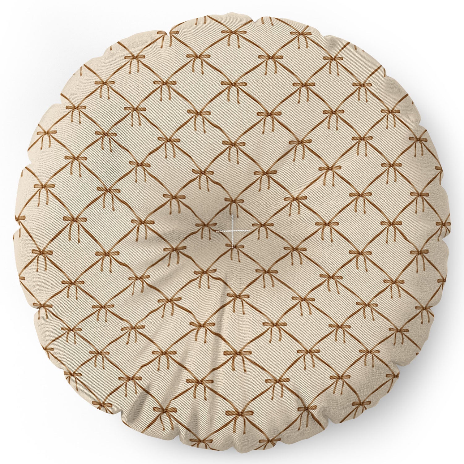 Colour Poems Bows and Ribbons Beige Floor Pillow Round
