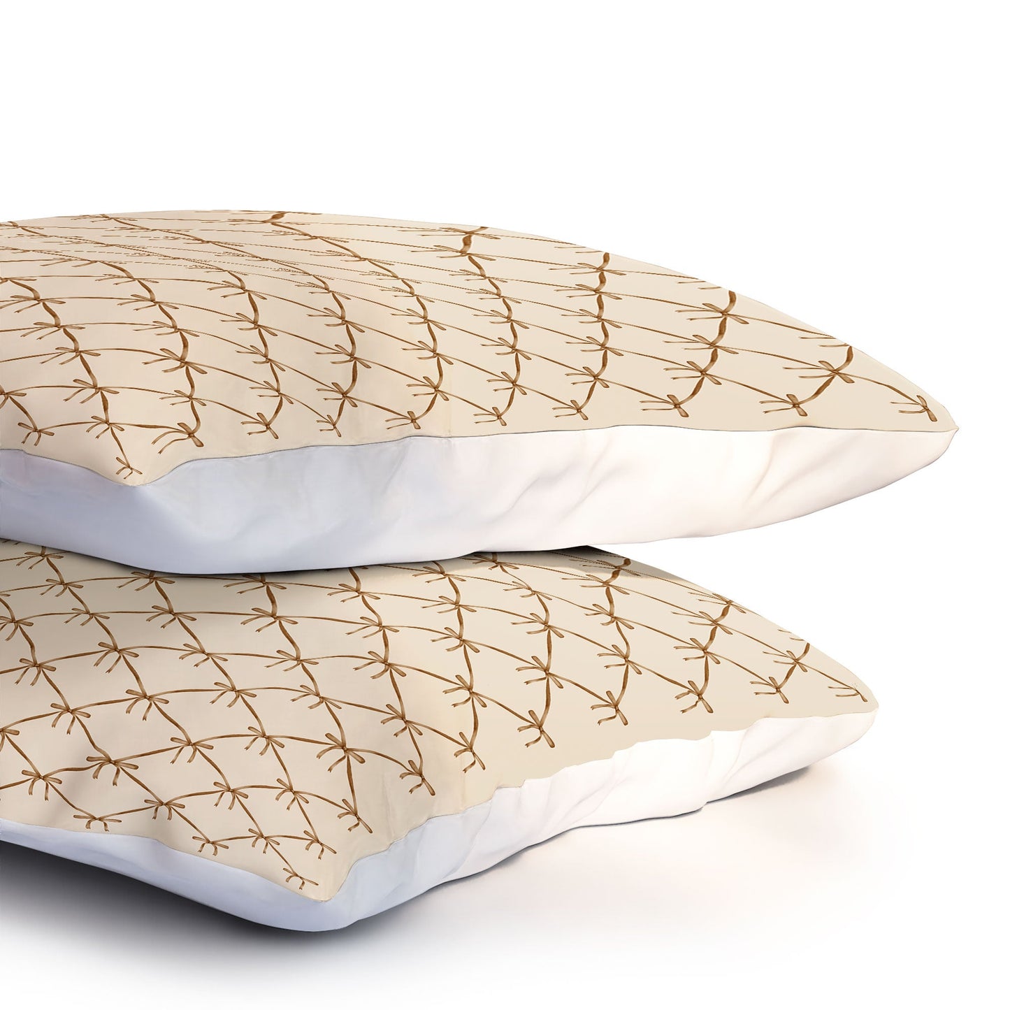 Colour Poems Bows and Ribbons Beige Pillow Shams