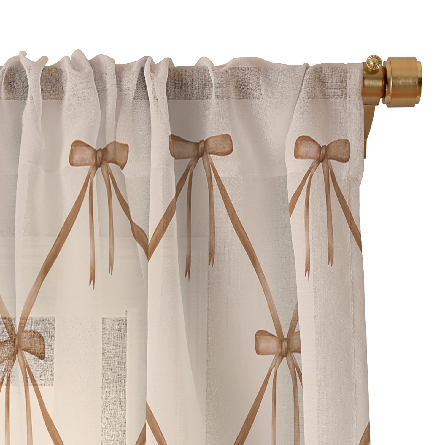 Colour Poems Bows and Ribbons Beige Sheer Non Repeat