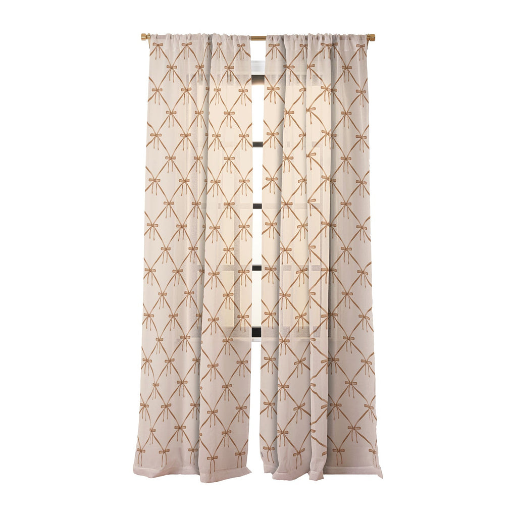 Colour Poems Bows and Ribbons Beige Sheer Non Repeat