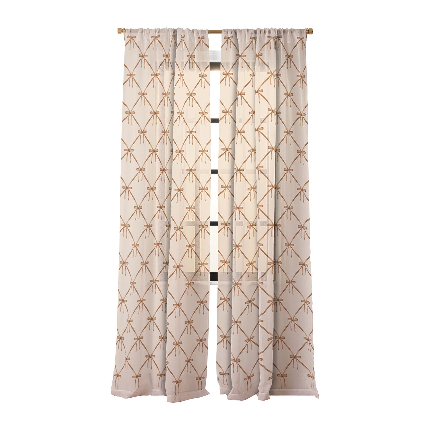 Colour Poems Bows and Ribbons Beige Sheer Non Repeat